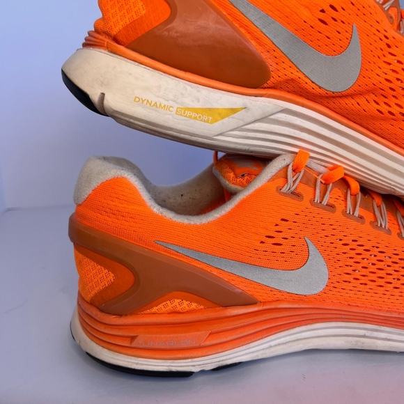 Size 13 Nike Men's Lunarglide 4 Fluorescent Orange Athletic Shoes. No insole - Picture 14 of 15